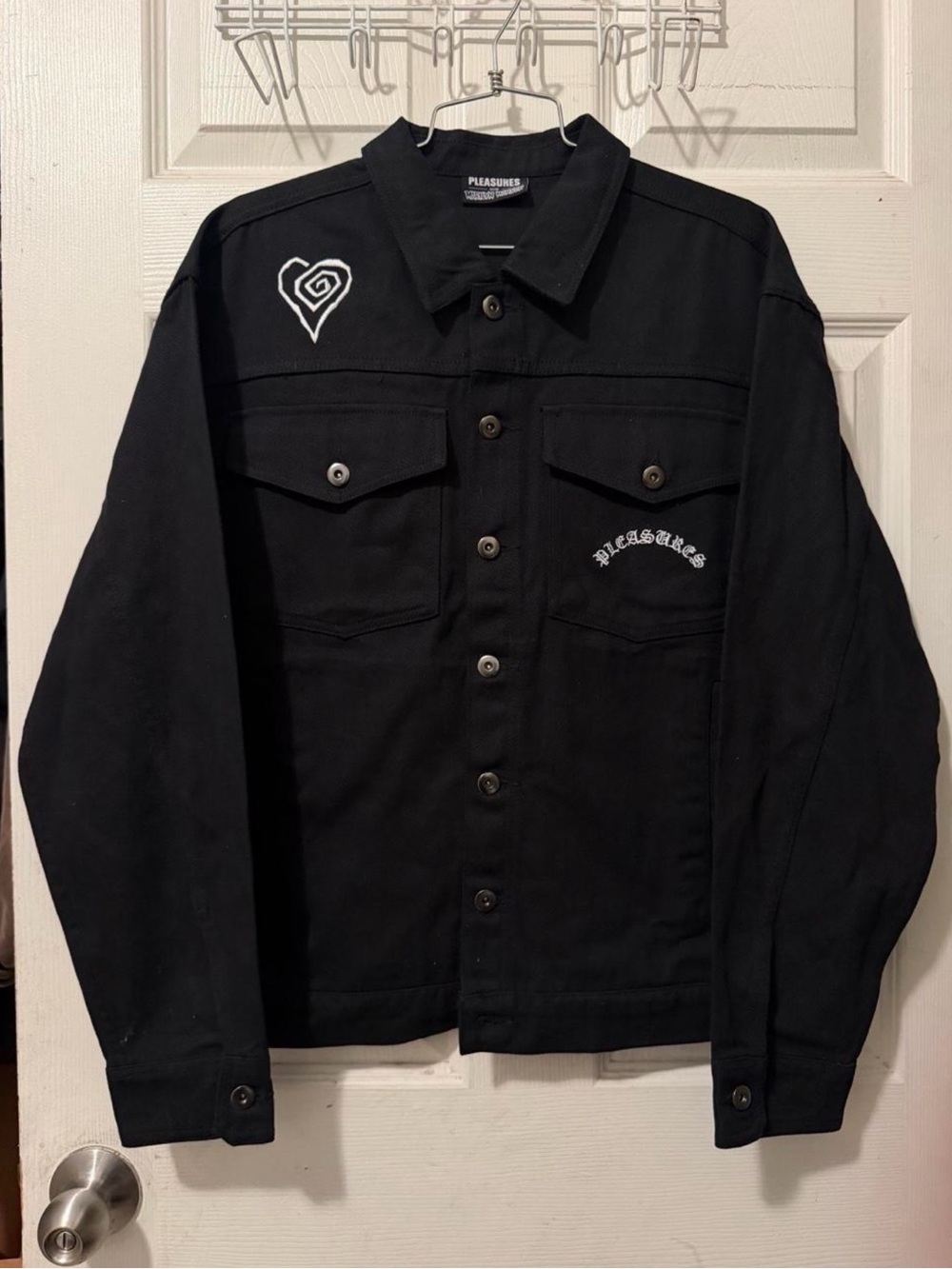 Pleasures x Marilyn Manson  Jacket Mens Large Black Denim Button Up